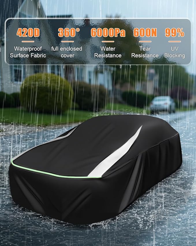 Full Enclosed Car Cover Universal Fit Wrangler 2 Door 1987-2025 YJ/TJ/JK/JL,Kia Soul,Honda fit,Chevy Trax,Encore,Kona/Veloster,HR-V 2015-2022 Fit Small SUV/Hatchback/Jeep Length up to 171 in