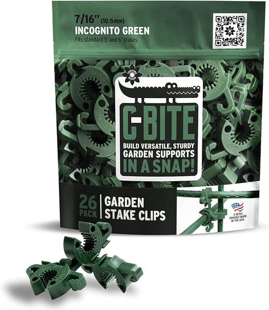 Plant Support Clips | Tomato Cage Connectors for Trellis, Garden Stakes, Wire Fence, Climbing Plants, Vine, Gardening, Indoor Plants & Hydroponics Growing (Incognito Green - 26 Pack)