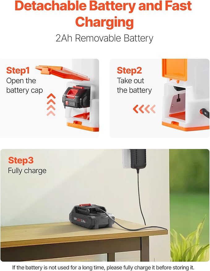 VEVOR Battery Powered Backpack Sprayer, 3.2 Gal Powerful Electric Backpack Sprayer, 2 Retractable Wands & 5 Nozzles, Adjustable 0-90 PSI, 2 Hour Runtime, Portable Weed Sprayers for Yard Garden Lawn