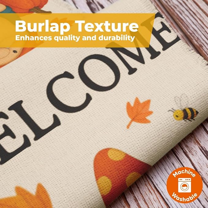 Fall Gnome Pumpkin Garden Flag 12x18 Double Sided – Burlap Front Yard Flag, Garden Flag Welcome, Weatherproof Farmhouse Outdoor Decor