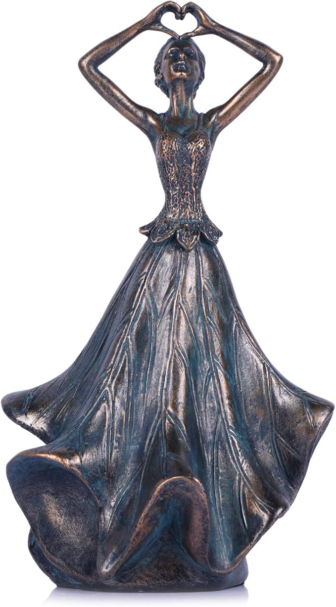 QIANLING 8'' Fairy Statue - Leaf Angel Girls Sculptures Resin Home Decor, Decorations Figurines Gift for Inside or Outside, Bedroom, Office Desktop, Cabinets, Book Shelf or Outdoor Garden Yard