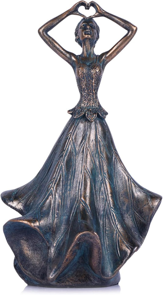 QIANLING 8'' Fairy Statue - Leaf Angel Girls Sculptures Resin Home Decor, Decorations Figurines Gift for Inside or Outside, Bedroom, Office Desktop, Cabinets, Book Shelf or Outdoor Garden Yard