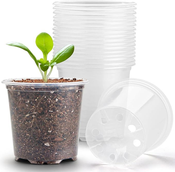 3.5" Clear Seeding Pots 20 Pack Round for Seeds Starter Pot, Seeds Germination Transparent Nursery Pots with Drainage Holes (Clear,3.5Inch,20PCS)