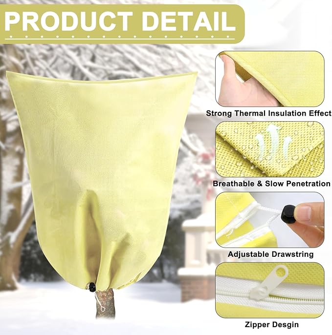DQS 2 Pack Plant Covers Freeze Protection, 31.4" x47.2" Winter Frost Protection Blankets Frost Cloth,Suitable for Outdoor Winter Frost, Cold Weather, shrubs, Trees, Jackets, and coverings