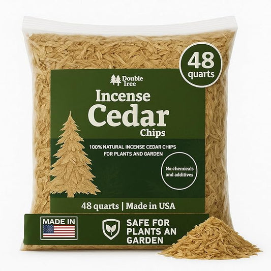 Double Tree Incense Cedar Wood Chips for Potted Plants, Garden, Animal Beddings and Litter Box - 100% Natural Perfect for Indoor and Outdoor Use… (48 quarts)