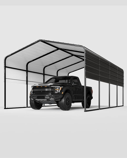 13' X 20' X 8.5' Heavy Duty Metal Carport with Galvanized Roof, Weatherproof Car Garage Shelter, All-Weather Permanent Cover for Cars/Trucks/Boats/Tractors