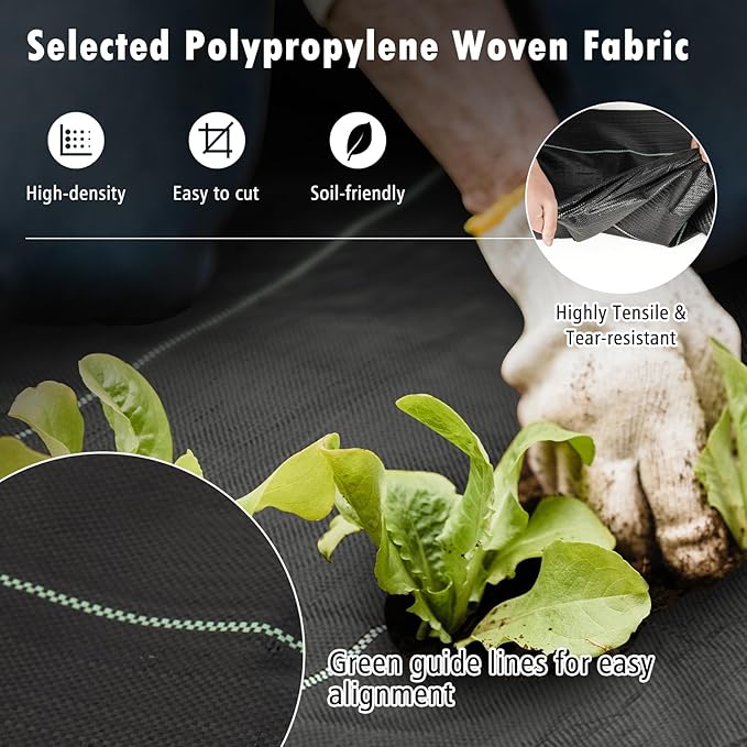 4FT x 250FT Weed Barrier Fabric, 4.6oz Landscape Fabric Heavy Duty Weed Barrier, High Permeability Ground Cover Geotextile Fabric Weed Cloth for Garden, Farm & Driveway