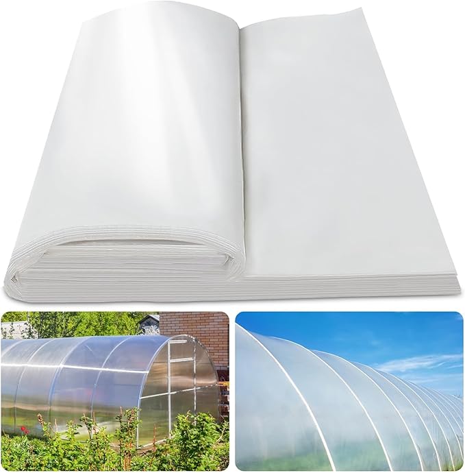 8x25 Ft Clear Greenhouse Film Plastic Sheeting, Greenhouse Polyethylene Plastic Film 6 mil Thickness Replacement Cover, UV Resistant, Plant Covers Freeze Protection for Windproof Frost& Dust Proof