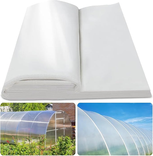 8x25 Ft Clear Greenhouse Film Plastic Sheeting, Greenhouse Polyethylene Plastic Film 6 mil Thickness Replacement Cover, UV Resistant, Plant Covers Freeze Protection for Windproof Frost& Dust Proof