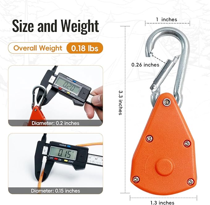 13ft Adjustable Outdoor Windproof Rope Ratchet Strap Tie Down Straps Small Mini Reflctive Paracord Rope Tent Hanger Grow Light Kayak 5/32" Green 6 Pack