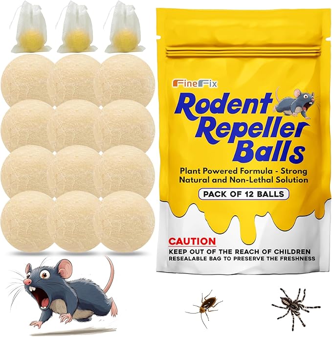 FINEFIX Moth Balls for Outdoor Use Rodents Pack of 12 Best Deterrent for Rats Mothballs Rat Repellent for Outside are Best Products to get rid of mice Permanently from Home Garage Barn Boat RVs etc