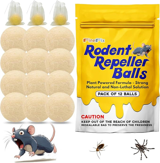 FINEFIX Moth Balls for Outdoor Use Rodents Pack of 12 Best Deterrent for Rats Mothballs Rat Repellent for Outside are Best Products to get rid of mice Permanently from Home Garage Barn Boat RVs etc
