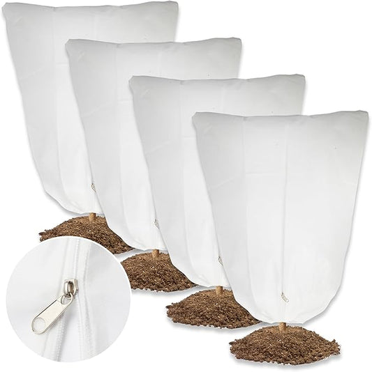 4 Pack Plant Covers Freeze Protection for Winter, 70.9''×47.2'' Frost Cloths for Outdoor Plants Cold Weather Blankets with Zipper Drawstrings