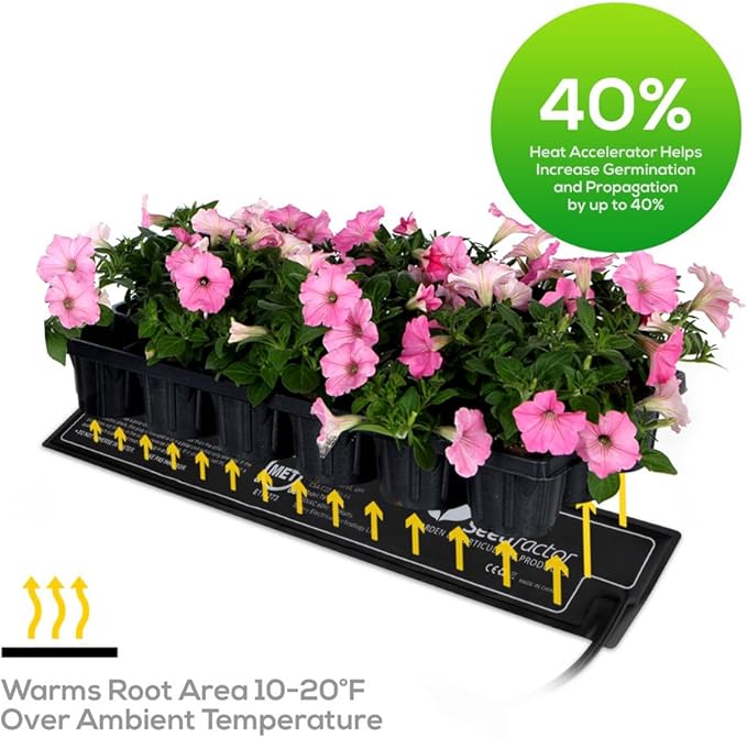 MET Certified Seedling Heat Mat, Seedfactor Waterproof Durable Germination Station Heat Mat, Warm Hydroponic Heating Pad for Indoor Home Gardening Seed Starter(3.5" X 21")