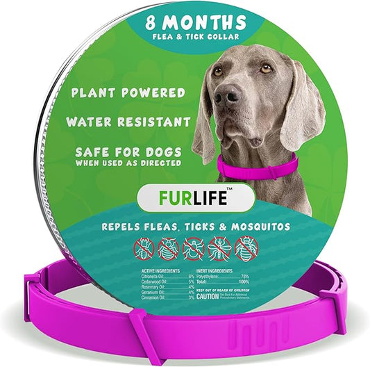 FurLife Flea and Tick Collar for Dogs – Waterproof Pink Dog Collar, Pet Supplies for Tick and Flea Prevention for Dogs, Safe for All Breeds