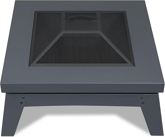 Real Flame Breton Wood Burning Fire Pit - Freestanding & Portable, Includes Spark Screen, Log Poker & Storage Cover