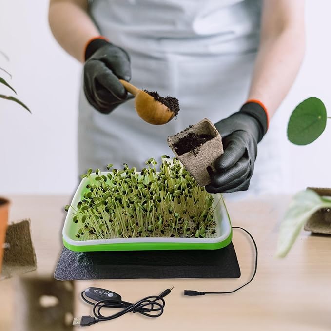 Seedling Heat Mat, 3 Gear Adjustable Temperature Warm Hydroponic Heating Pad for Germination, PU Leather Hydroponic Plant Heating Pad for Indoor Gardening, Greenhouse (3318)