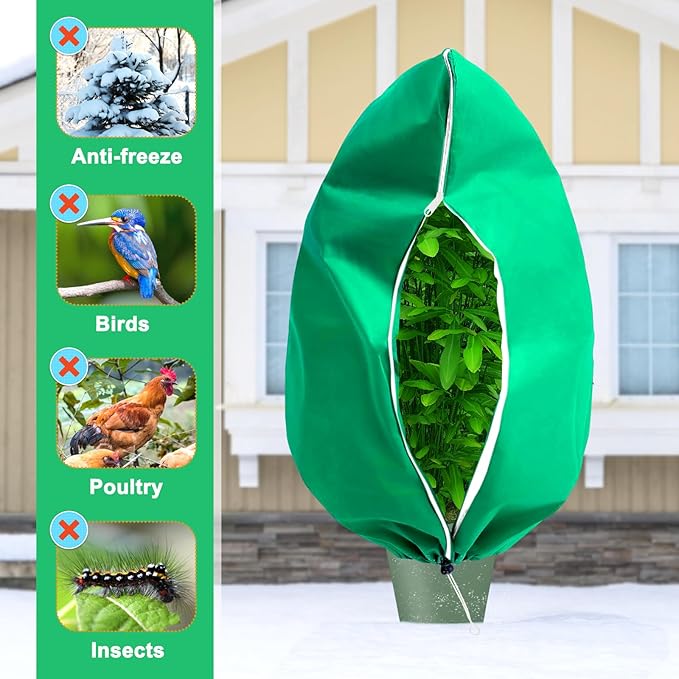 DQS 2 Pack Plant Covers Freeze Protection, 70.8" x82.6" Winter Frost Protection Blankets Frost Cloth,Suitable for Outdoor Winter Frost, Cold Weather, shrubs, Trees, Jackets, and coverings