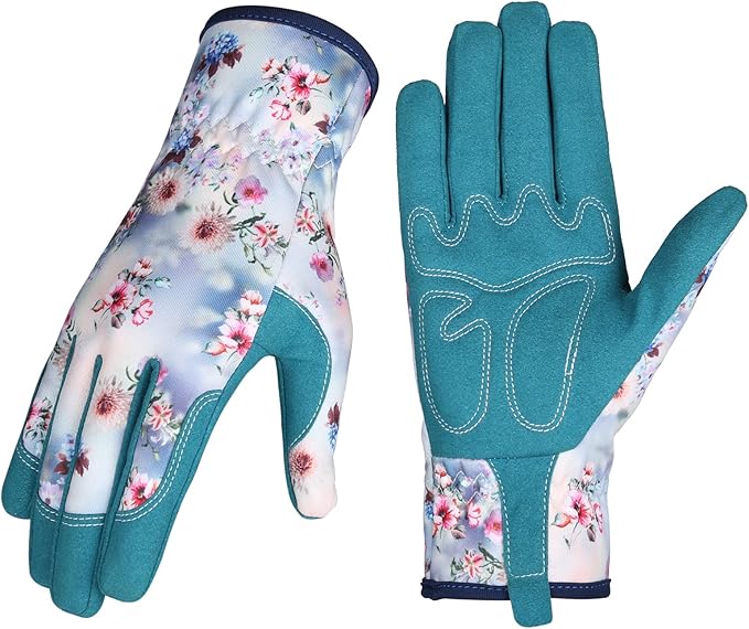 Bamllum Leather Gardening Gloves for Women - Working Gloves for Weeding, Digging, Planting, Raking and Pruning