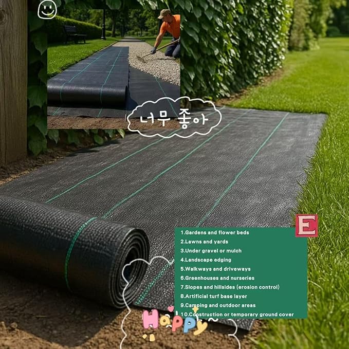 JKKGS Weed Barrier Landscape Fabric, 3FT x 50FT Heavy Duty Premium Durable Weed Block and Weed Control Ground Cover, Woven and Non-Woven Fabric Cloth for Gardening, Underlayment and Driveways