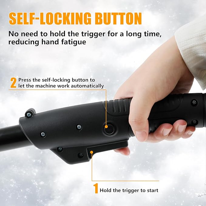 Cordless Snow Shovel, 12 Inch Electric Snow Shovel with 2×4.0Ah Batteries & Charger, 26FT Throw, Detachable 3-Section Pole & Adjustable Handle, for Driveway, Patio, Deck