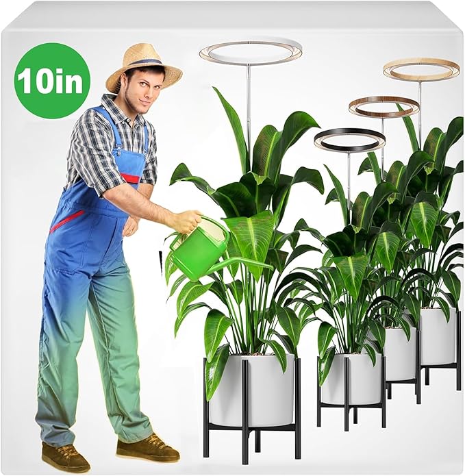 10" Grow Lights for Indoor Plants Full Spectrum, 160 LEDs Large Plant Light for Indoor Plants, Height Adjustable 11"-65" Growing Lamp with Auto On/Off Timer 3/9/12H, 9 Dimmable Brightness,White