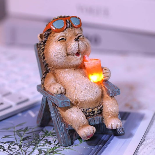 Solar Hedgehog Garden Decor Statues for Outside Lawn Yard Patio, Home Office Halloween Decorations Indoor Lights, Ideal Ornaments Birthday Gifts for Mom Women Grandma