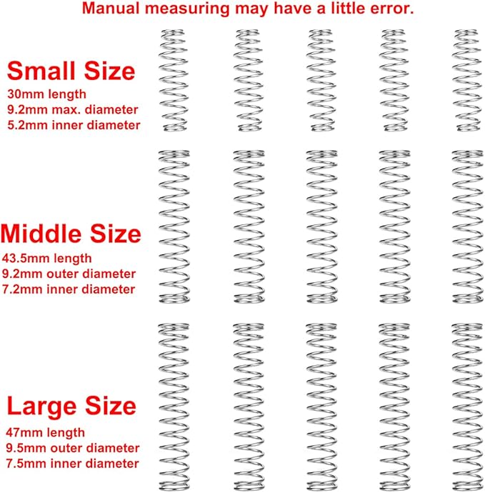 Replacement Springs for Pruners, Springs Suitable for The Multicolour 3 Pack Garden Pruning Shears Set selling on Amazon (15pcs springs mixed), Silver Tone