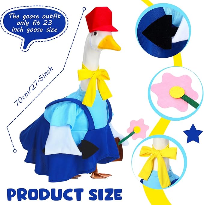 Outus Gardener Goose Outfits Funny Porch Goose Outfit 23 Inch Holiday Lawn Geese Cloth for Summer Spring Garden Yard Lawn Outdoor Decoration