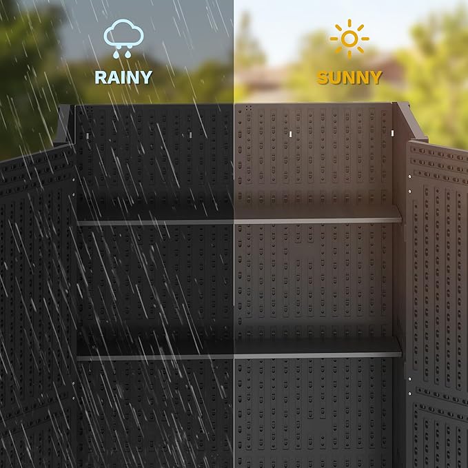 DWVO 2-Pack Metal Storage Shed Shelves, 51" x 13.8" Waterproof Shelves with 8 Screws, Compatible with 59 Cu. Ft. Outdoor Tall Storage Shed, 77 lbs Capacity, Easy to Assemble, Black