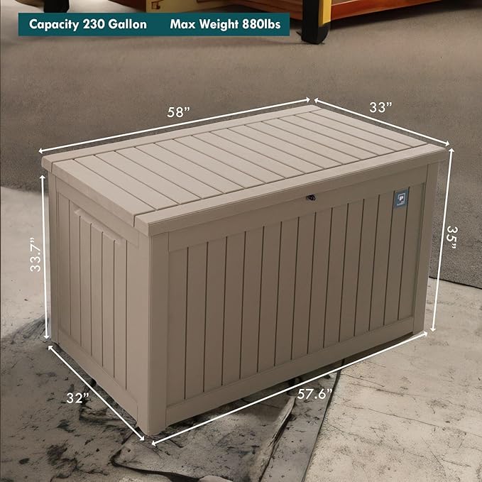Heavy Duty Storage Box,Large Capacity Outdoor Storage Box is Made of Resin for Outdoor, Patio or Indoor Use.