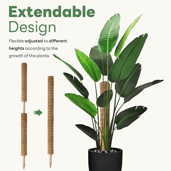 Moss Pole for Plants Indoor - 4 Pack Plant Poles for Climbing Plants to Grow Upright 16 inch Stackable Moss Sticks Coir Totem Pole Plant Support for Monstera Pothos Philodendrons Potted Plants