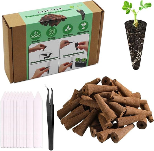 Hydroponic Grow Sponges 32 Pcs Seed Pods Replacement Root Growth Sponges Seedling Starter Sponges Kit Compatible with AeroGarden