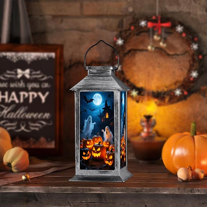Halloween Decorations Outdoor,Halloween Hanging Decorations,Solar Lantern,Decor for Home Outside Porch Garden Yard Lawn Party Decorations（Ghost Bat Pumpkin）