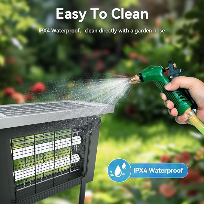 Solar Bug Zapper Outdoor Mosquitos Zapper Solar Powered Bug Zapper Camping Fly Control for 2000 sq.ft Waterproof Fly Killer Solar Mosquito Zapper for Lawn and Back Yard (10FT Extension Cord)