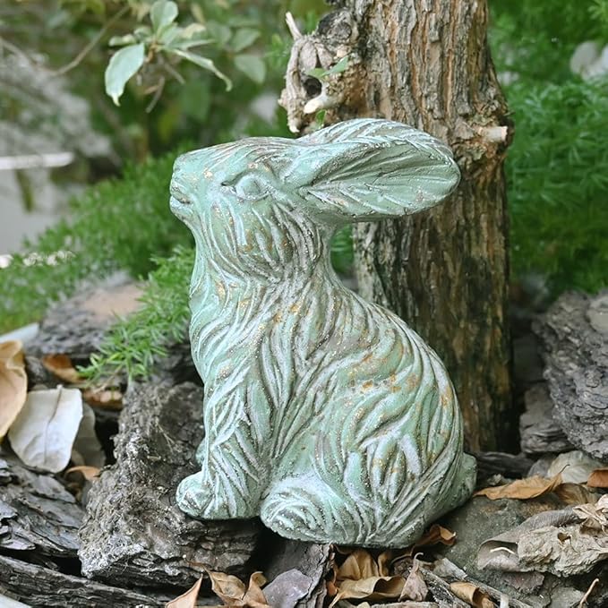 All Chic Bunny Decor Garden Statue Cement Rabbit Statue for Home Garden Indoor Outdoor Statues for Yard,Front Yard Decor,Easter Rabbit Figurines