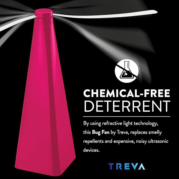 Treva Bug Fan Fly Deterrent with Holographic Blades to Clear Bugs, Mosquitoes, and Flies, Battery Powered Fly Fan