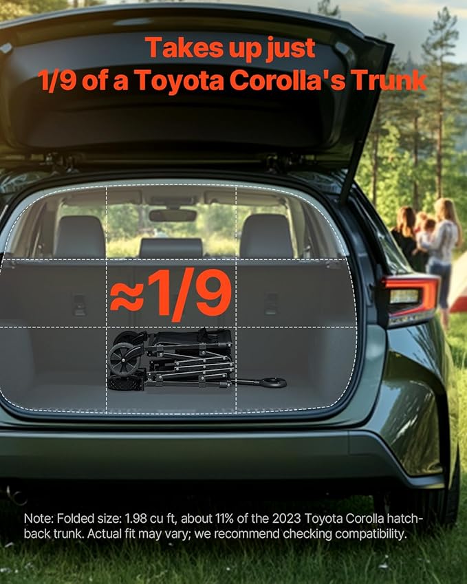 VEVOR Collapsible Folding Wagon with Wheels, Wagons Carts Foldable with 225lbs Capacity, Lightweight Portable Utility Wagon Cart for Grocery Shopping Sports Camping and Garden