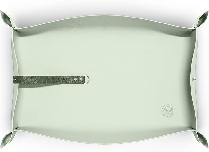 Vegan Leather Plant Repotting Mat Transplanting Mat for Indoor Gardening Waterproof Tray Mess Control Easy Clean Easy Storage 30” x 20” (Forest Sage)