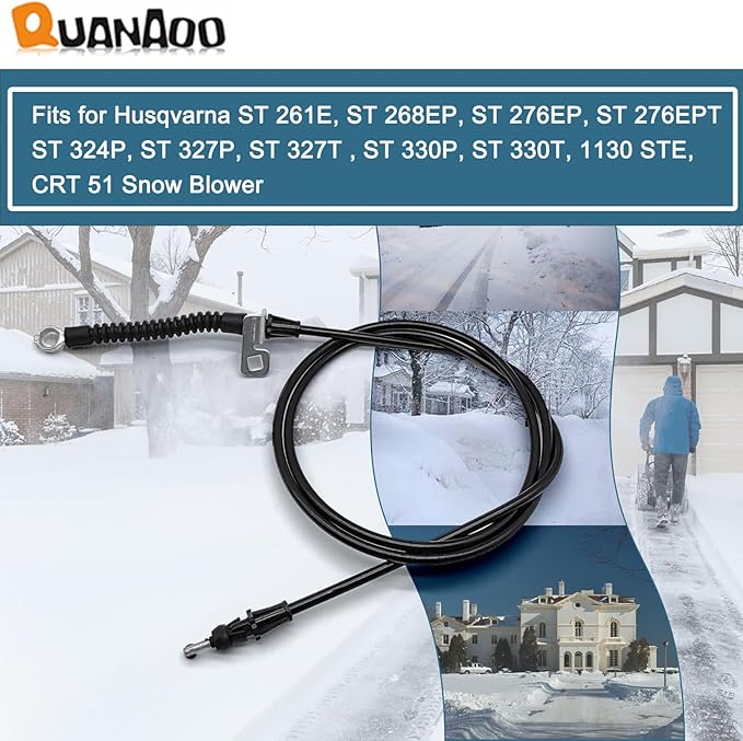 Deflector Control Cable 587030901 for Husqvarna 24" 27" 30" Craftsman Poulan Jonsered Snow Blower Superseded to 532420672 532421164 585271601