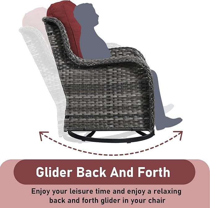 Patio Wicker Chairs Swivel Rocker,3 Pieces Patio Furniture Set with 360 Degree Wicker Swivel Rocking Chairs and Side Table for Garden,Porch,Backyard