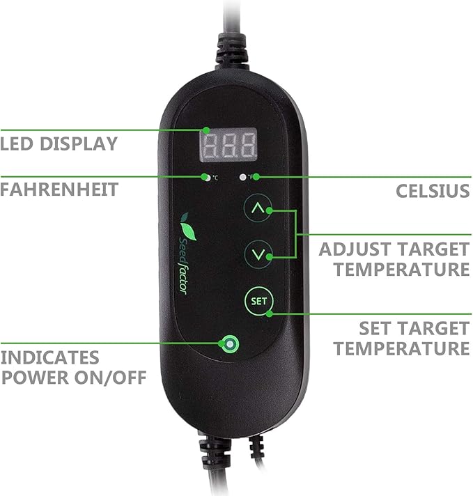 Seedfactor MET Certified Seedling Heat Mat with 50℉~108℉ Digital Thermostat Controller for Seed Germination (48" X 20" & Thermostat Controller)