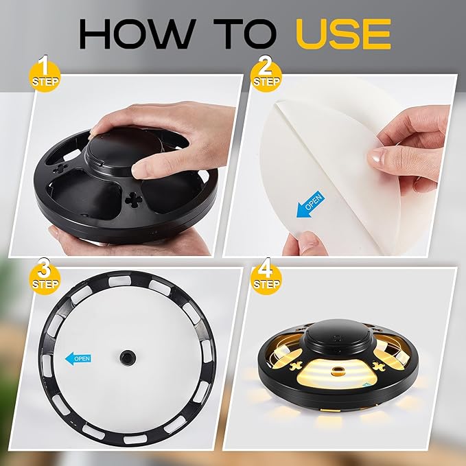 4 Pcs Flea Traps for Inside Your Home with 8 Sticky Pads, Bed Bug Tick Killer Flea Light Gnat Traps Pest Control, UV Night Light Bug Catcher for Bugs Moths Gnat Indoor and Outdoor(Black)