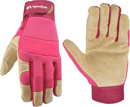 Wells Lamont Women’s HydraHyde Split Leather Hybrid Pink Gloves, Small (3268S)