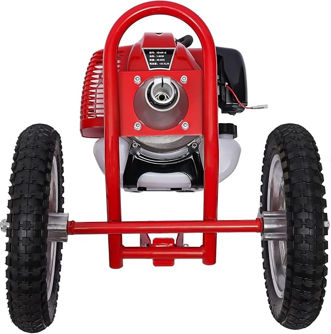 49CC 2-Stroke Gas Lawn Mower, 1.8KW 7000 RPM, Self-Propelled Lawnmower Walk-Behind Push Mower with High Rear Wheels for Efficient Lawn Care