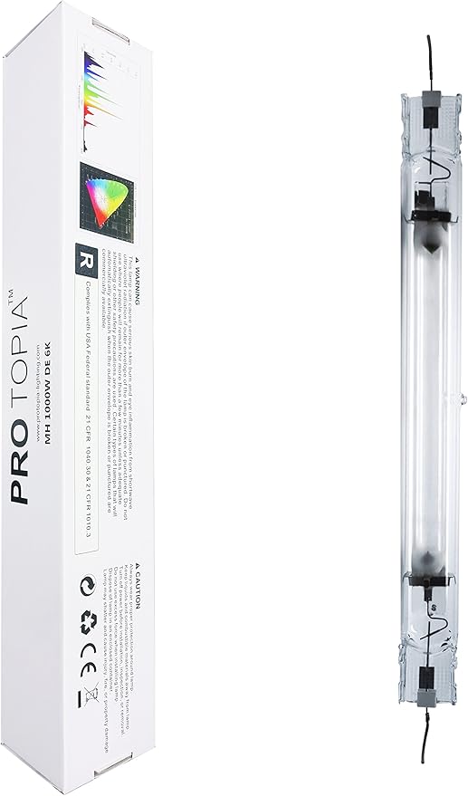 6000K 1000W Double Ended Metal Halide Grow Light Bulb,High PAR Enhanced Blue and Violet Spectrum for Horticulture Hydroponic and Indoor Plants, Grow Bulb,CCT 6000K,95,000 Lumens,HID Lamp