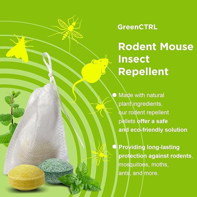 Rodent Repellent with Peppermint Oil -Mouse/Rat/Squirrel Repellent for Garage/Attic/Car Engine - Natural Indoor & Outdoor Mice/Mole Deterrent, Safe vs Moth Balls & Traps (40 Pack)