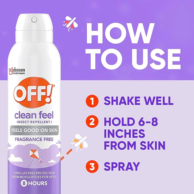 OFF! Clean Feel Insect Repellent Aerosol with 20% Picaridin, Bug Spray with Long Lasting Protection from Mosquitoes, Feels Good on Skin, 7.5 oz