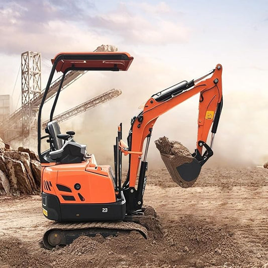 2000lbs Mini Excavator Small Excavator with Backhoe Thumb for Garden, Farm, Park, Road Micro Trench Digger Crawler, Gasoline EPA