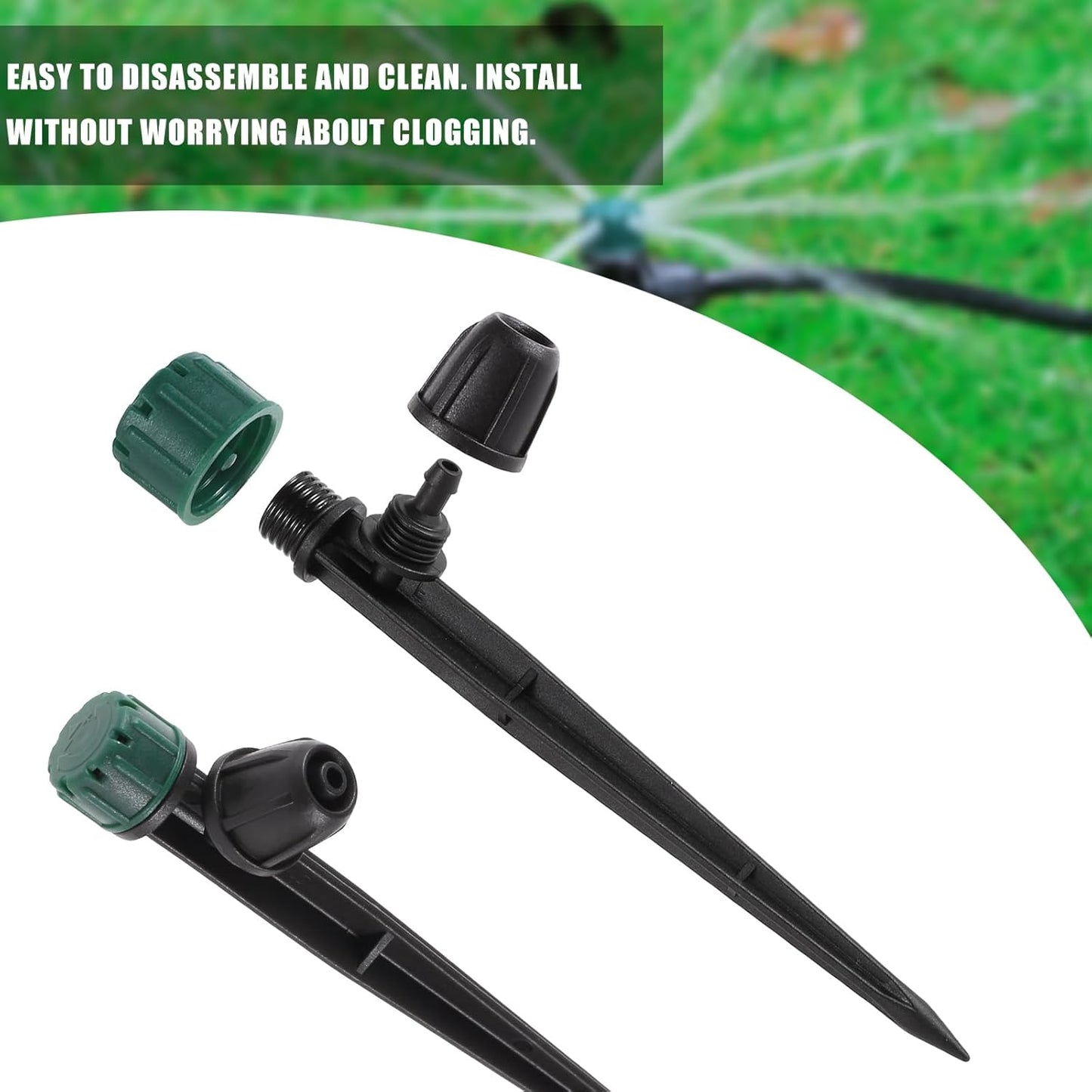 100pc Drip Irrigation Emitters for 1/4" Drip Tubing,5.5" Stake with Adjustable Automatic Irrigation Drippers for (4-7mm) Garden Watering System. (100pcs-360 Degree Drip)